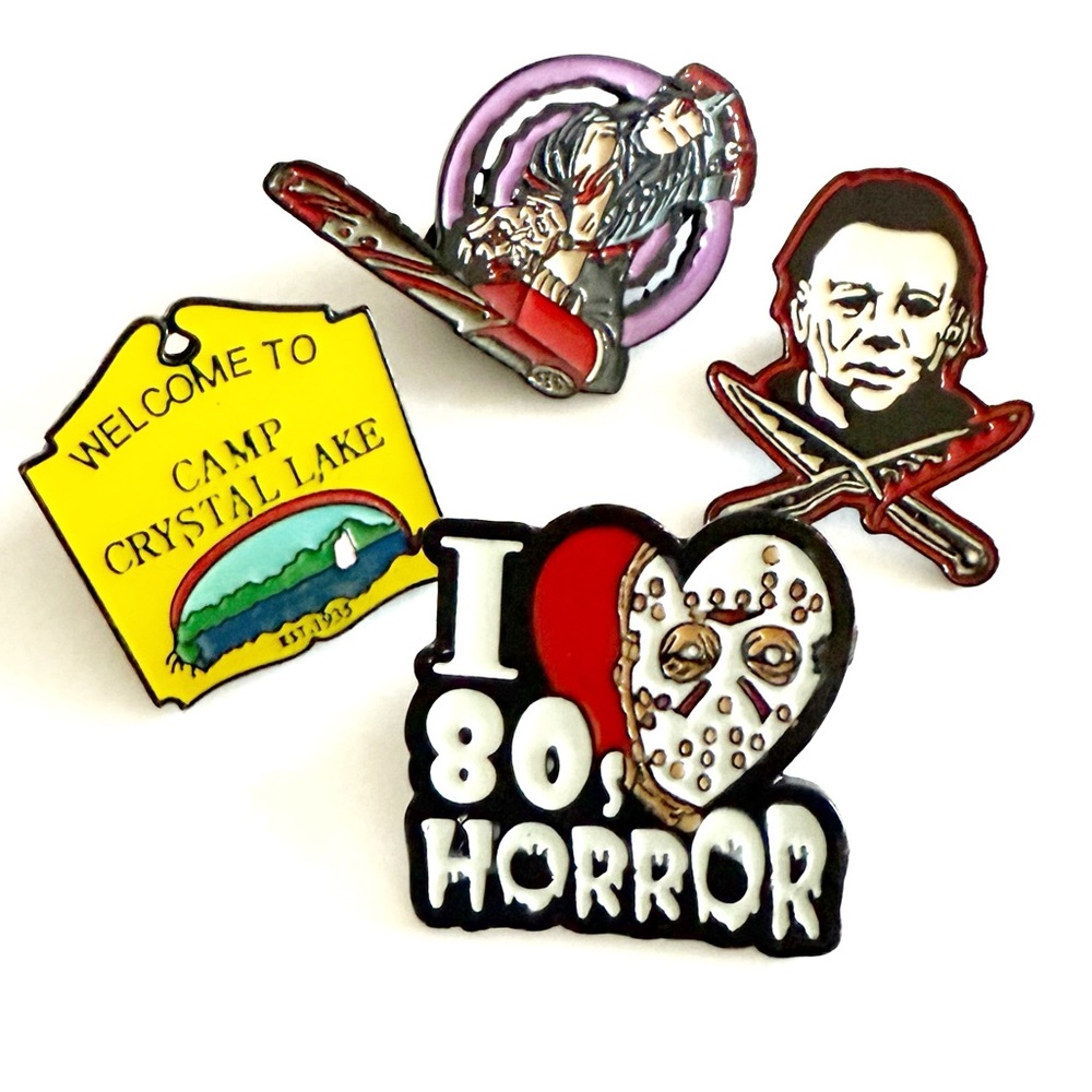 80s Horror Enamel Pin Bundle – Slasher Icons, Cult Classics Jason Michael Ash